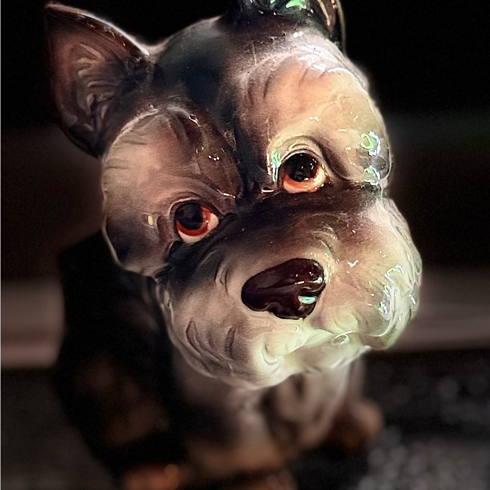 Source Unknown Ceramic Dog Figurine - Black and White pot